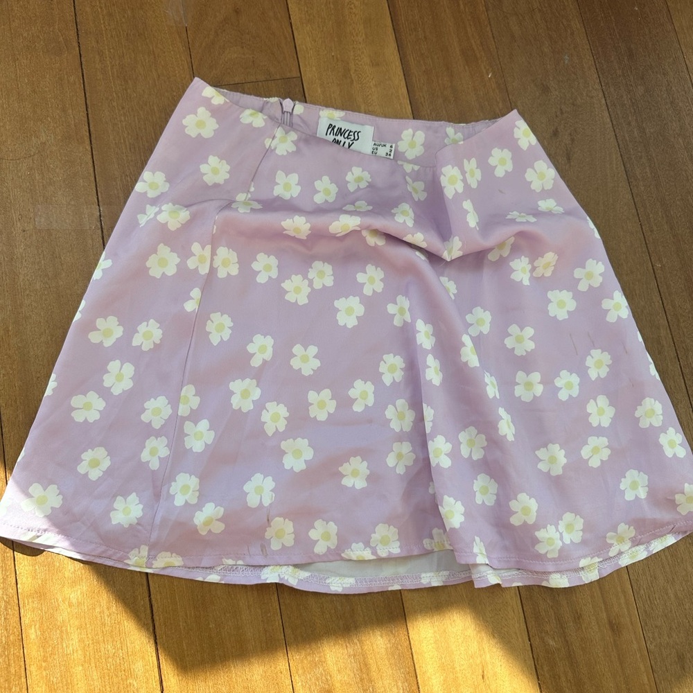 Princess Polly purple satin floral miniskirt
